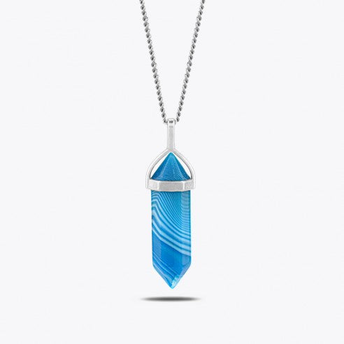 Blauwe agaat hanger met ketting