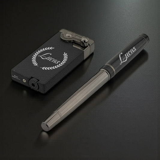 Gepersonaliseerde Pen & Navulbare Aansteker Set met Naam