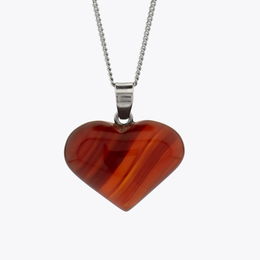 Rode agaat hart hanger met ketting