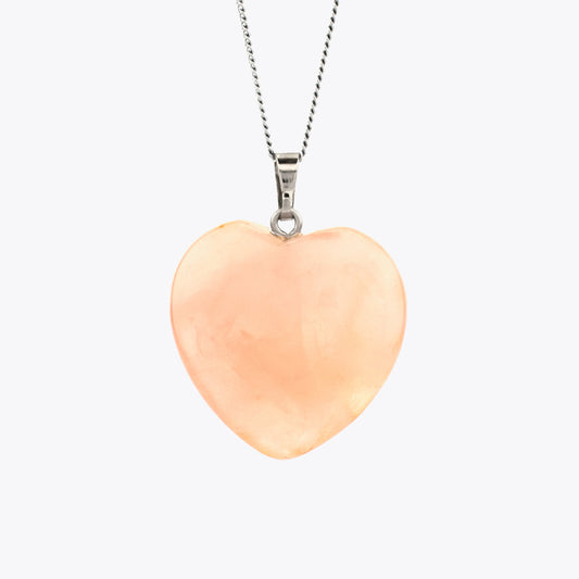 Rozenkwarts hart hanger met ketting