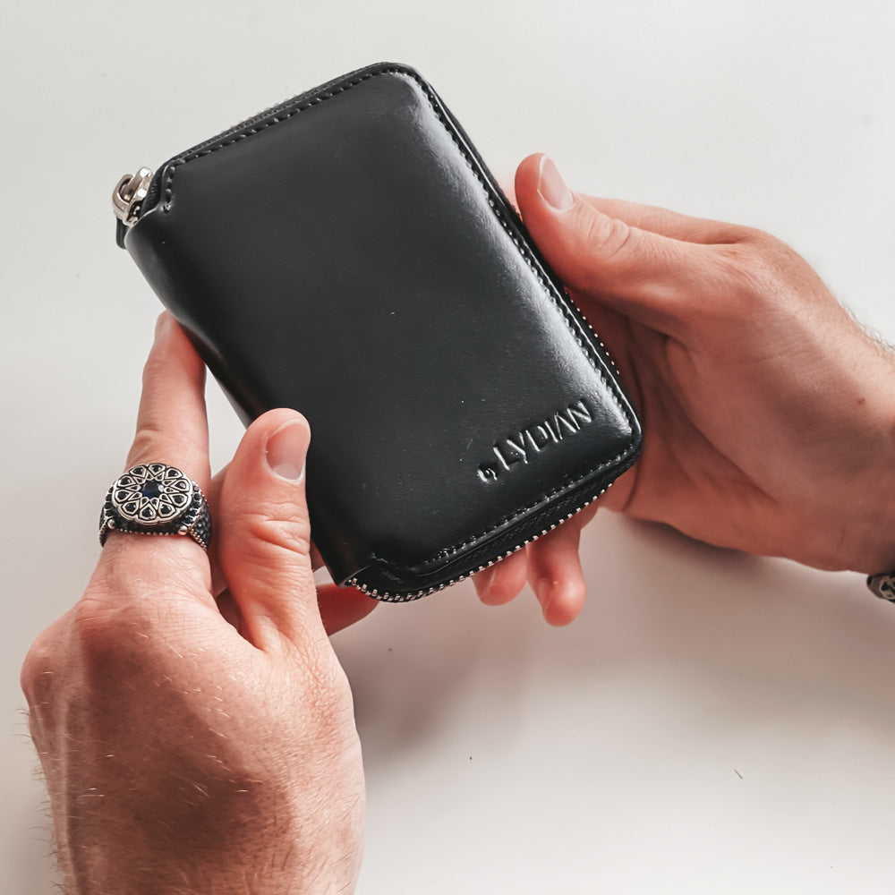 Zwarte Leren Portemonnee met Ritssluiting BLW796-S  1