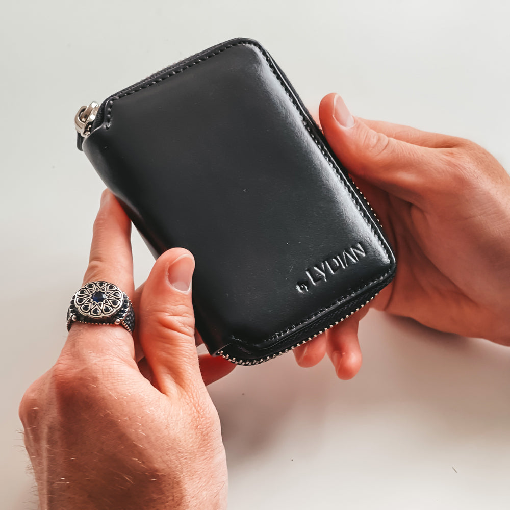 Zwarte Leren Portemonnee met Ritssluiting BLW796-S  1