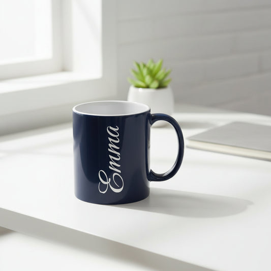 Keramische classic mok met tekst 2 - donkerblauw