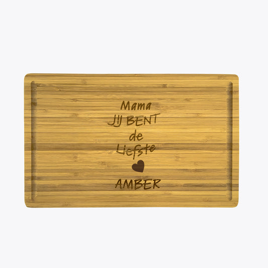 Gepersonaliseerde bamboe serveer- en snijplank graveren