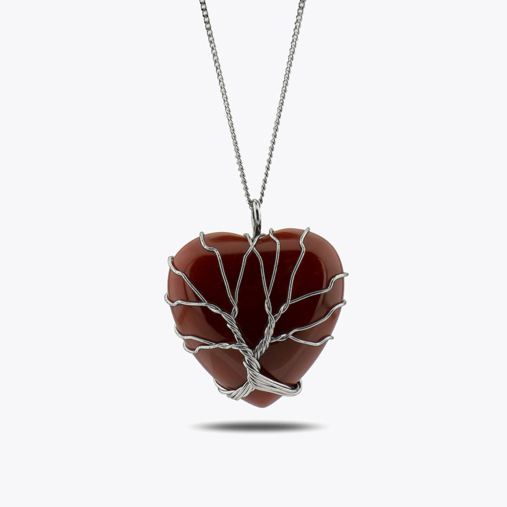 Rode agaat hart hanger met ketting