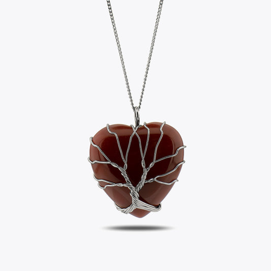 Rode agaat hart hanger met ketting