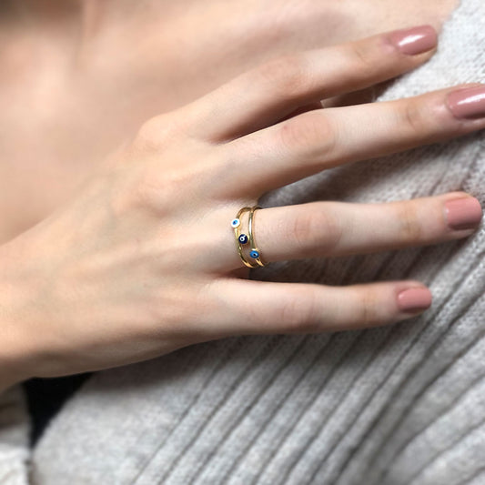 Zilveren ring boze oog BLAR004