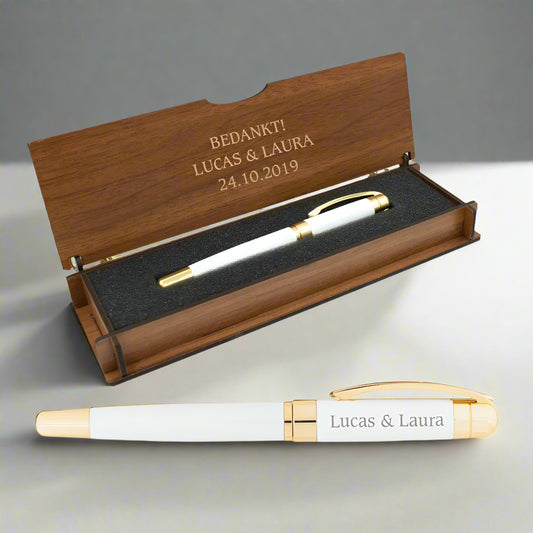 Gepersonaliseerde Penset - Schrijfset met Gegraveerde Houten Doosje BLP2113-BL