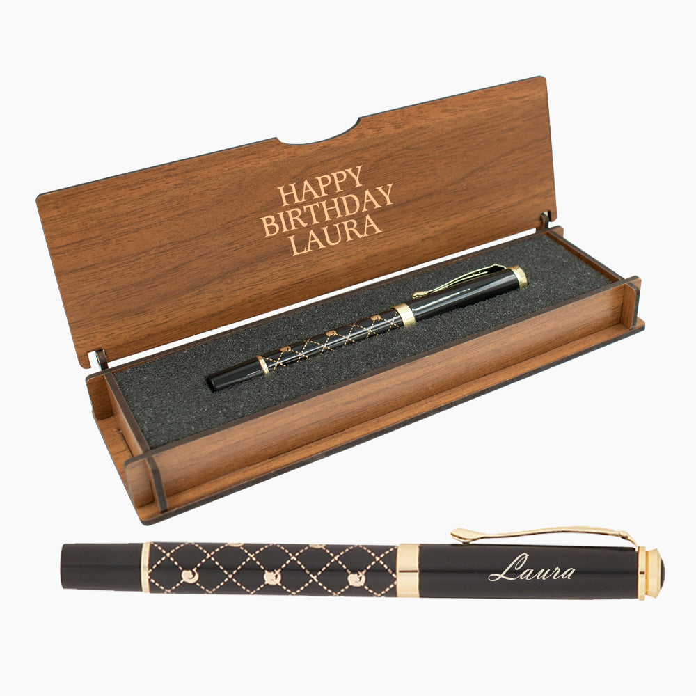 Gepersonaliseerde Penset - Schrijfset met Gegraveerde Houten Doosje BLP2116