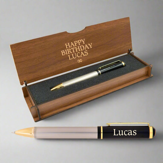 Gepersonaliseerde Penset - Schrijfset met Gegraveerde Houten Doosje BLP2118