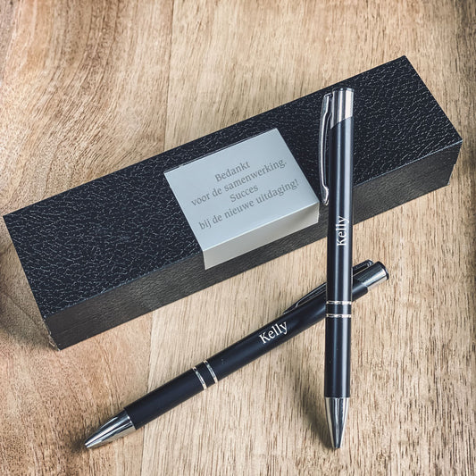 Gepersonaliseerde Pen Set - Schrijfset Met Gegraveerde Doos BLP2156
