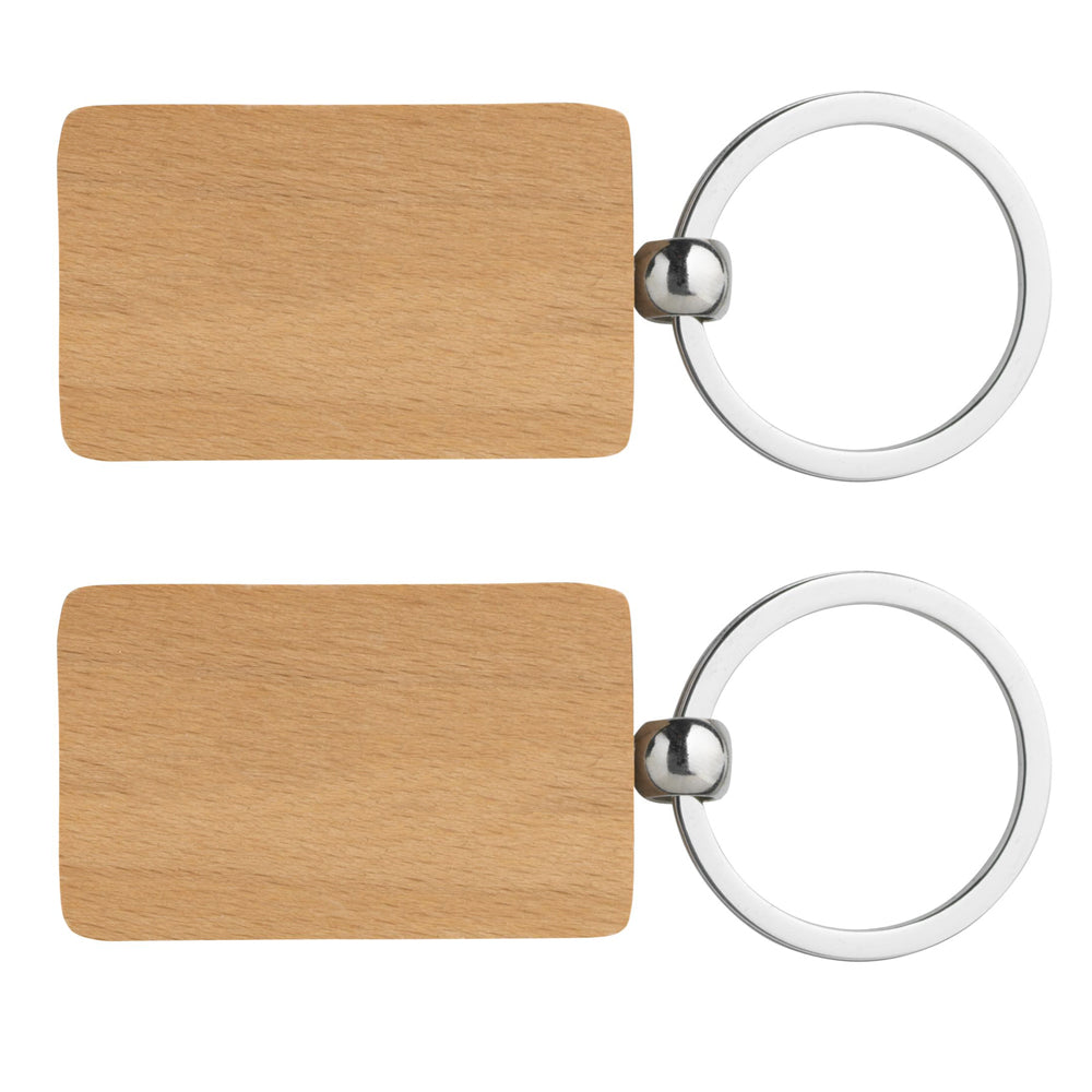 WoodKey Rectangle - sleutelhanger met gravering - H