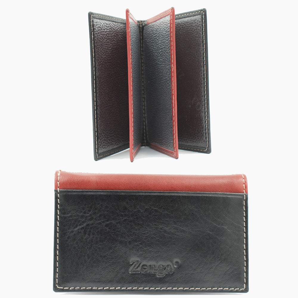Zwart en Rode Leren Kaartholder BLW022-51