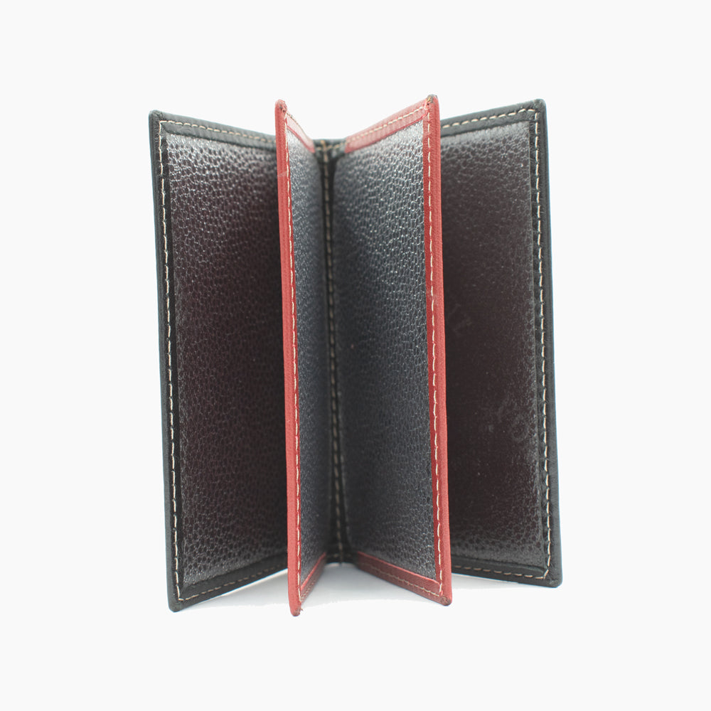 Zwart en Rode Leren Kaartholder BLW022-51