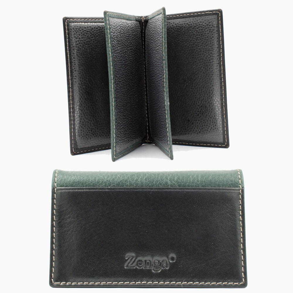 Zwart en Groene Leren Kaartholder BLW022-61