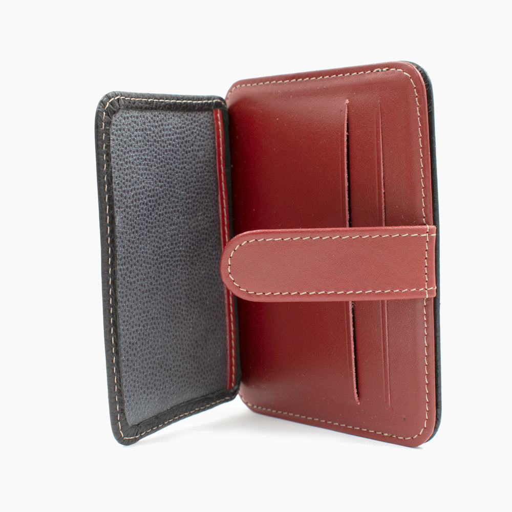 Zwart en Rode Leren Kaartholder 024-51
