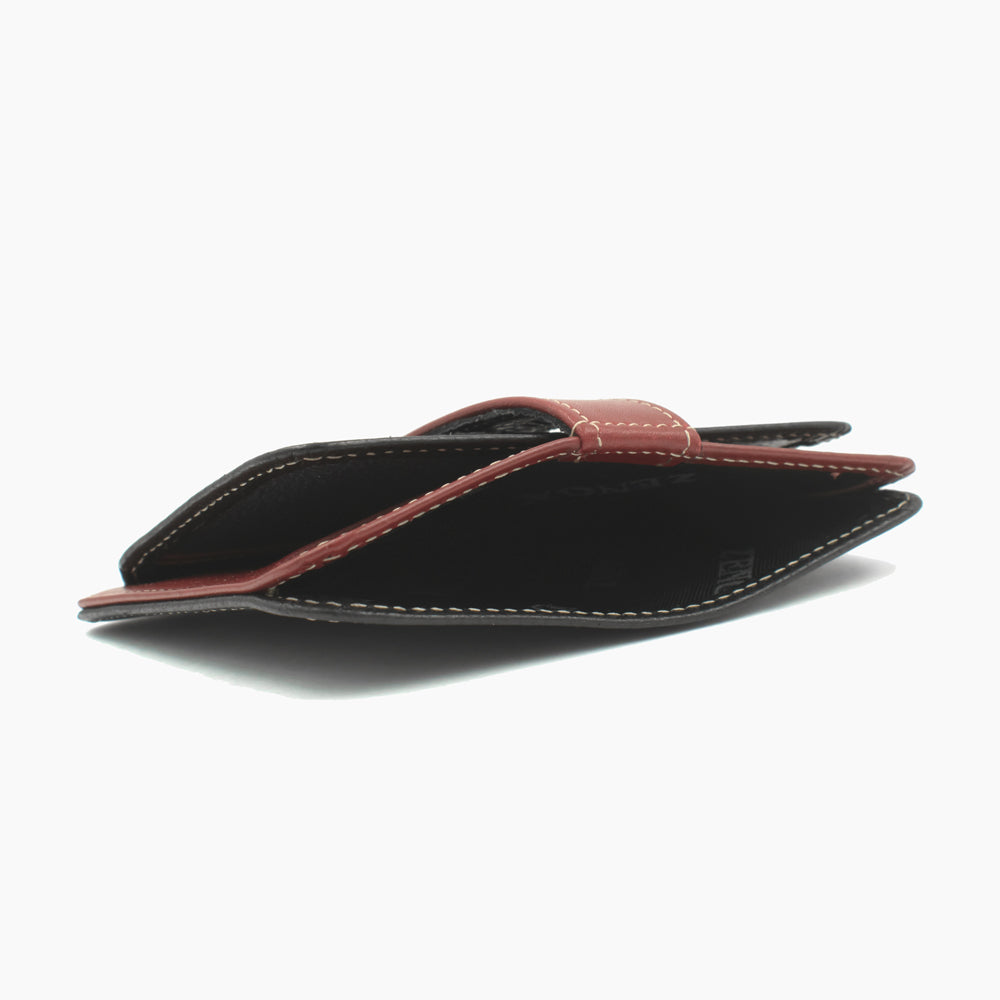 Zwart en Rode Leren Kaartholder 024-51
