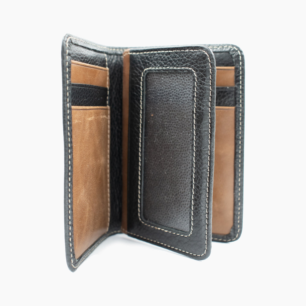 Bruin en Zwarte Leren Kaartholder 3304