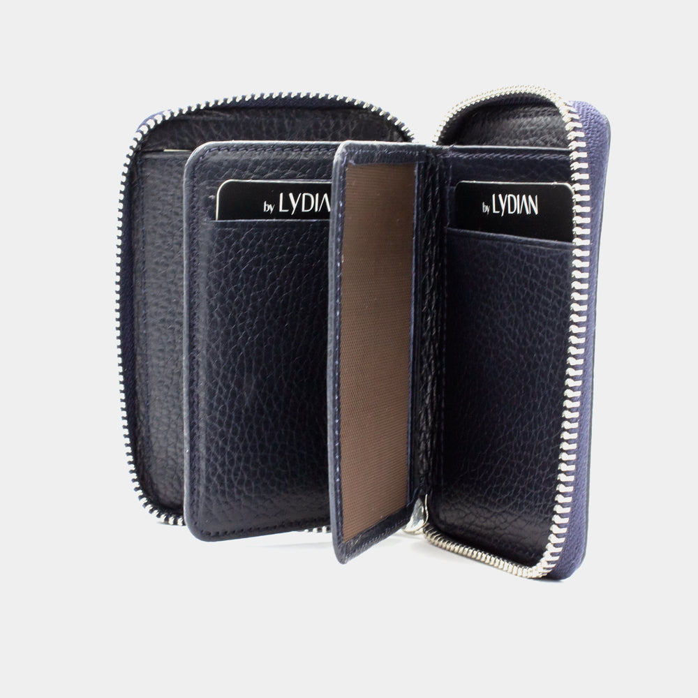Donker Blauwe Leren Portemonnee met Ritssluiting BLW796-L