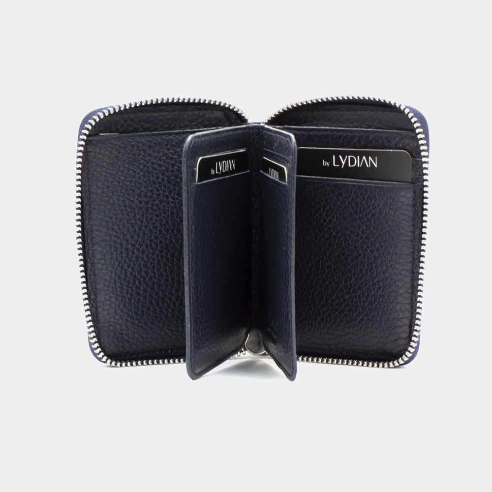 Donker Blauwe Leren Portemonnee met Ritssluiting BLW796-L