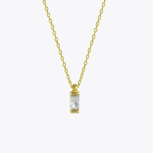 Zilveren ketting met hanger baguette