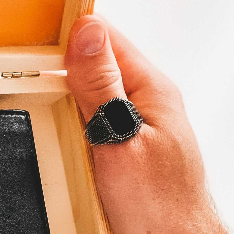 925 Zilveren Herenring Met Onyx Steen LMR140