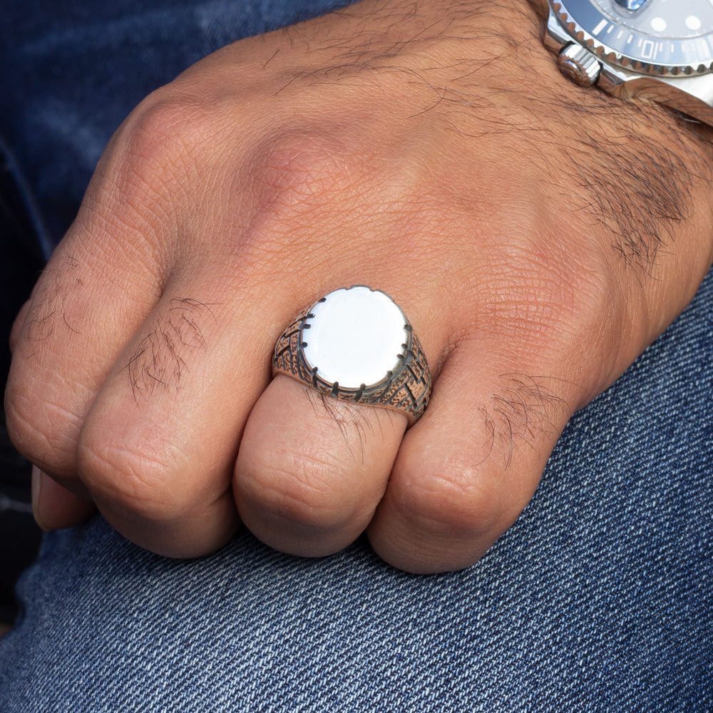 Monogram Herenring van 925 Zilver