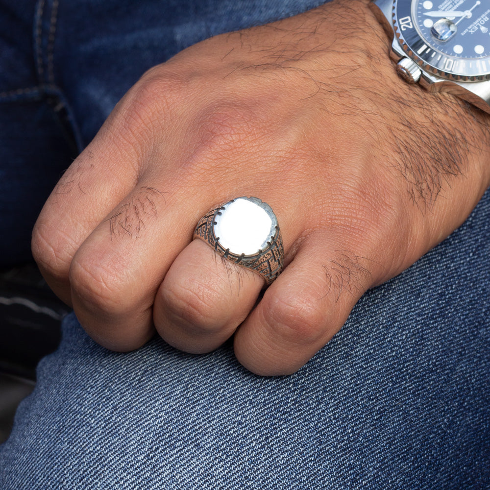 Monogram Herenring van 925 Zilver