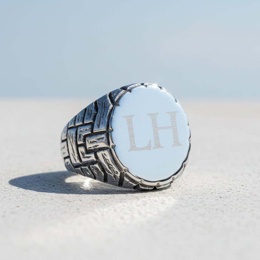 Monogram Herenring van 925 Zilver